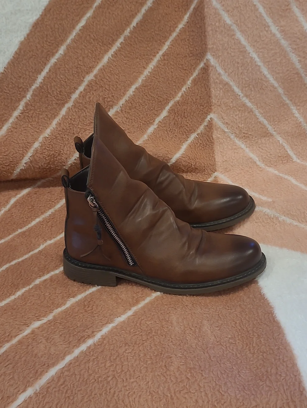 Marc Rivage Unisex Brown Leather Zip Chelsea Boots